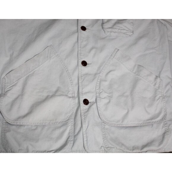 Vintage Banana Republic Canvas Barn Coat Leather Collar Cotton Plaid Lined M - Picture 7 of 10